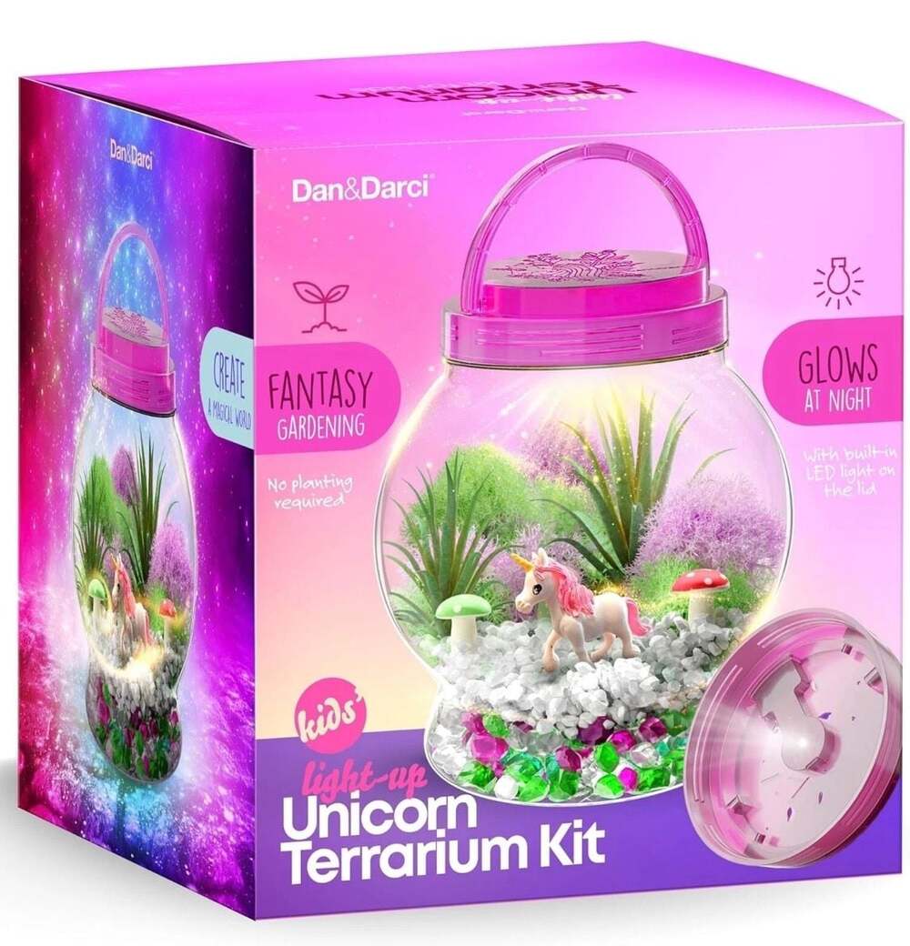 Dan&Darci‎ Light-Up Unicorn Terrarium Kit for Kids - DIY Science & Craft Set
